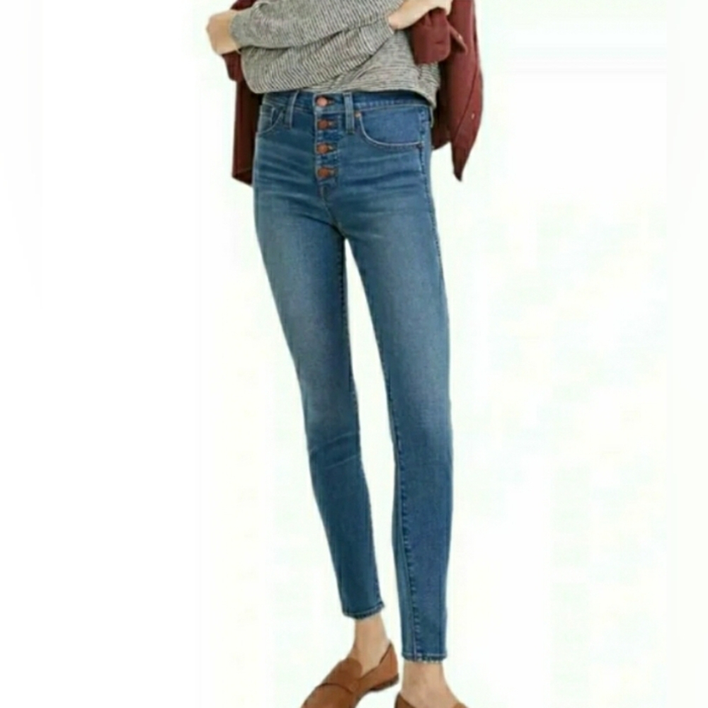 NWT Madewell 10" High-Rise Exposed Buttons Skinny Jeans size 30 / 10